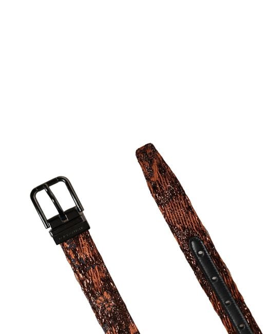 Dolce & Gabbana Brown Classic Polyester Metal Buckle Belt Me Calf Leather for men
