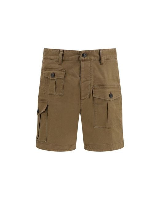 DSquared² Green Brown Cotton Bermuda Shorts for men