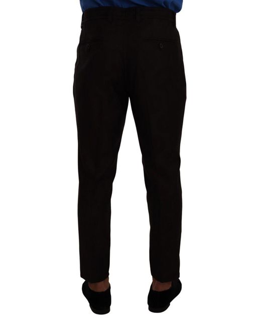 Dolce & Gabbana Black Bordeaux Wool Skinny Trouser Pants for men