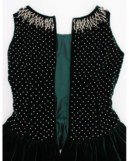 Dolce & Gabbana Black Velvet Crystal Long Maxi Dress