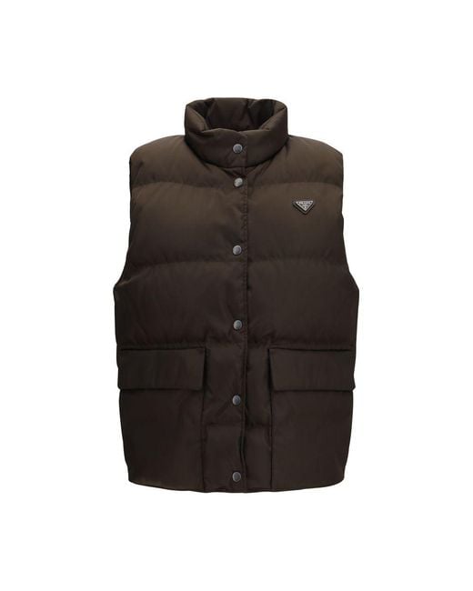 Prada Black Brown Goose Down Sleeveless Jacket