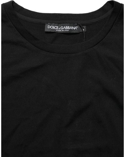 Dolce & Gabbana Black Wool Short Sleeves Crewneck Top T-Shirt
