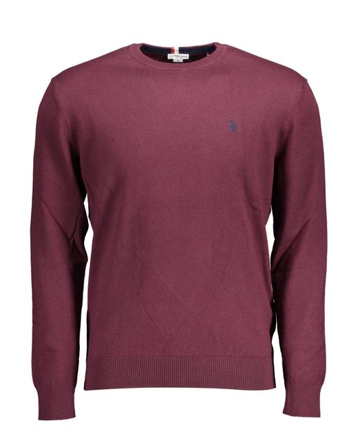 U.S. POLO ASSN. Pink Purple Cotton Sweater for men
