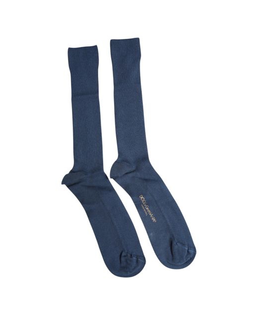 Dolce & Gabbana Blue Cotton Dg Logo Over The Calf Socks for men