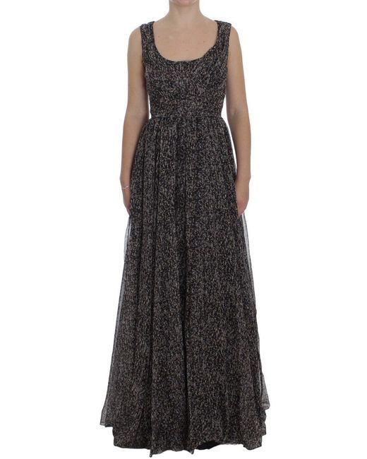 Dolce & Gabbana Black Dark Silk Shift Gown Full Length Dress