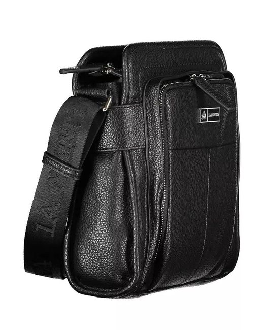 La Martina Sleek Black Shoulder Bag With Contrast Details for men