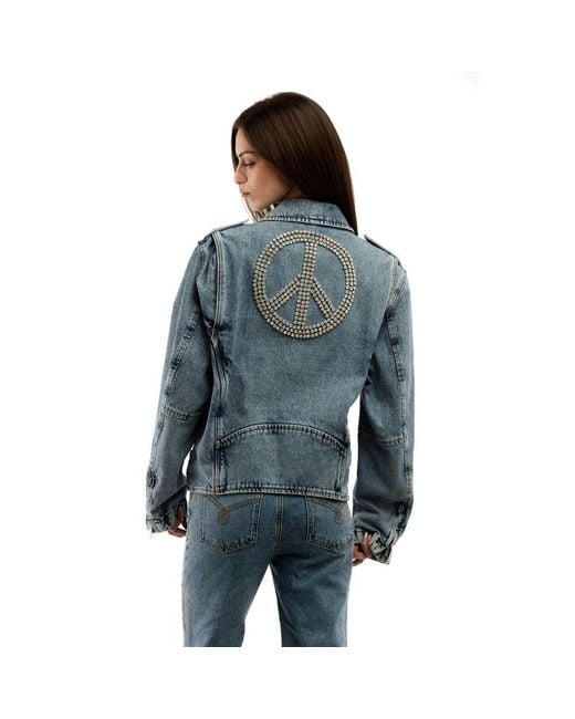Moschino Blue Multicolor Cotton Denim Jacket