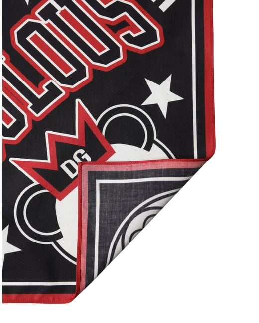 Dolce & Gabbana Red Panda Cotton Square Foulard 50.5Cm X 50Cm Scarf