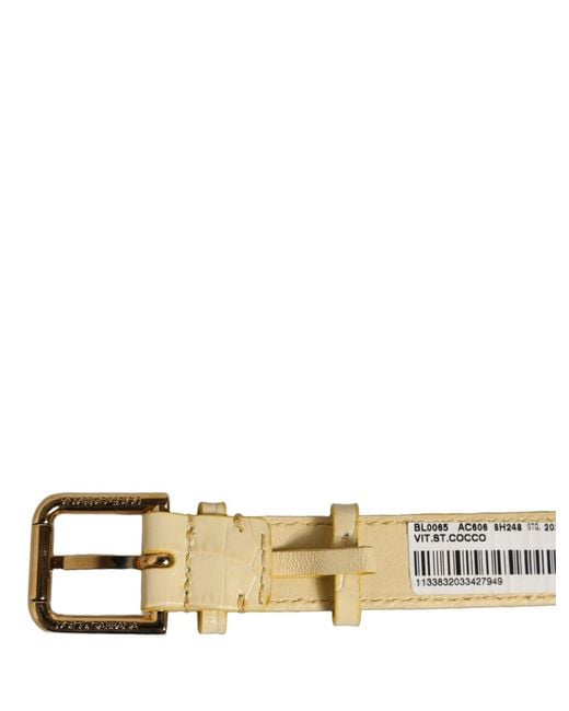 Dolce & Gabbana Natural Beige Embossed Leather Gold Buckle Belt Strap Bracelet