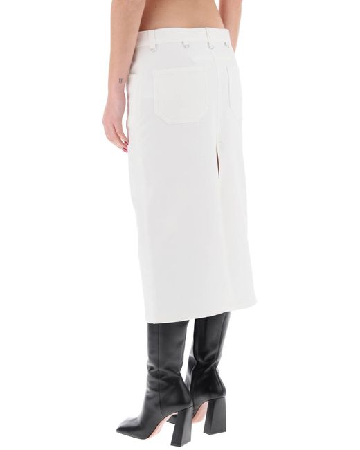 Courreges White Courreges "Denim Midi Skirt With Multif