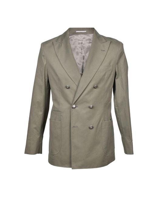 Brunello Cucinelli Green Cotton Blazer for men