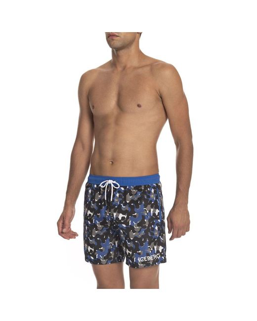 Iceberg Blue Polyester Swimwear for men