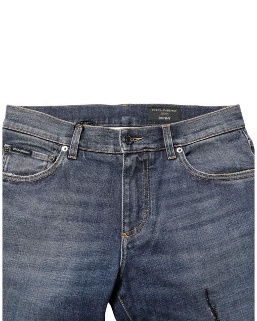 Dolce & Gabbana Blue Washed Cotton Skinny Men Denim Jeans for men