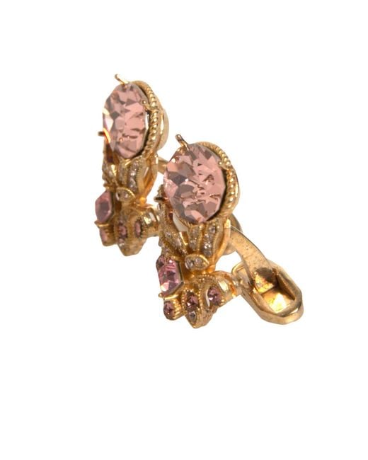 Dolce & Gabbana Brown Tone 925 Sterling Crystal Cufflink for men