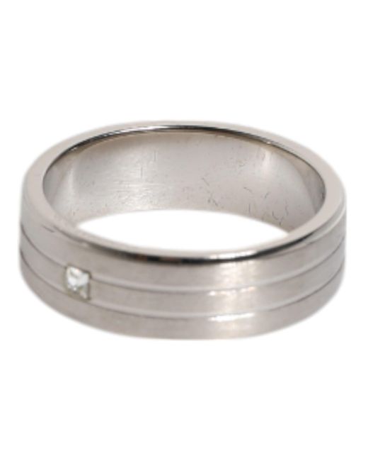 Dolce & Gabbana Gray Silver Tone Brass Clear Crystal Dg Logo Ring for men
