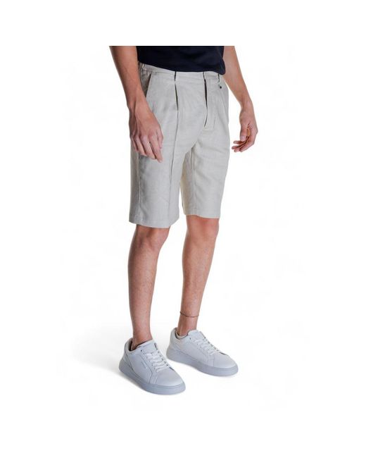 Antony Morato Blue Beige Linen Bermuda Shorts for men