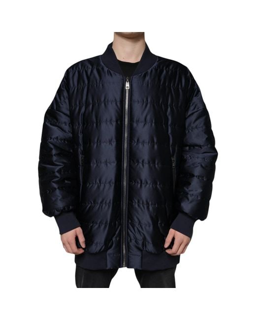 Dolce & Gabbana Black Dark Quilted Full Zip Bomber Jacket for men