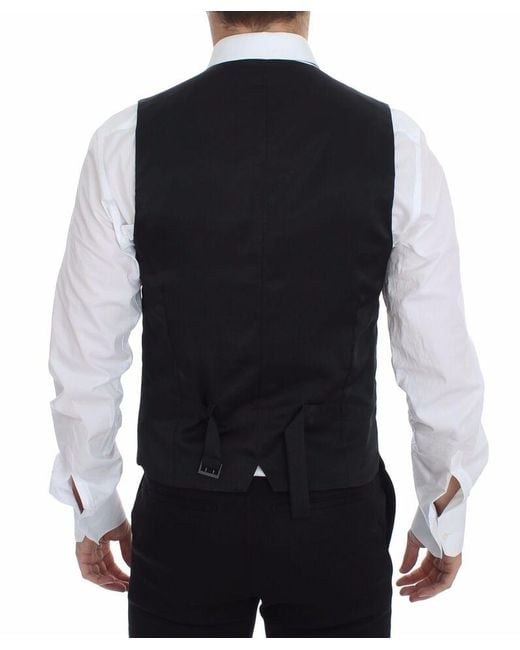 Dolce & Gabbana Gray Dolce Gabbana Wool Stretch Dress Vest Blazer for men