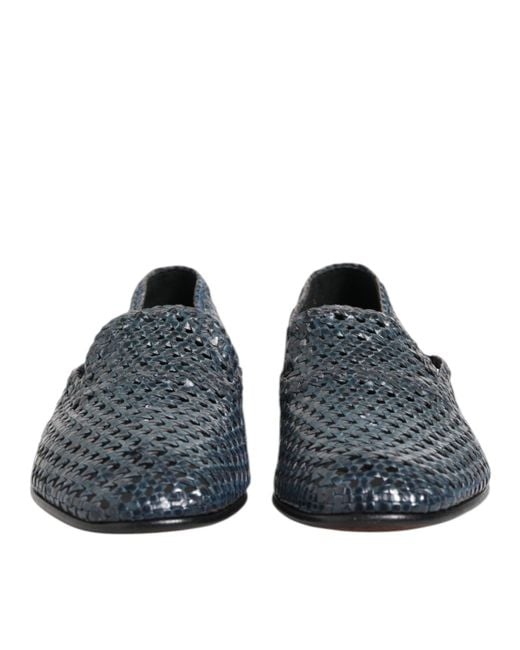 Dolce & Gabbana Blue Woven Leather Loafers for men