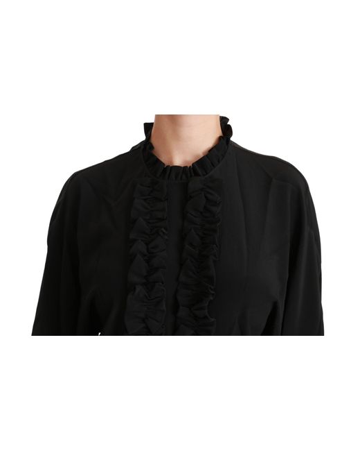 Dolce & Gabbana Black Silk Shirt Rud Top Blouse