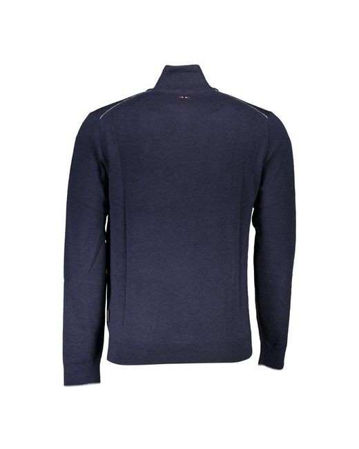 Napapijri Blue Elegant Half-Zip Embroidered Sweater for men