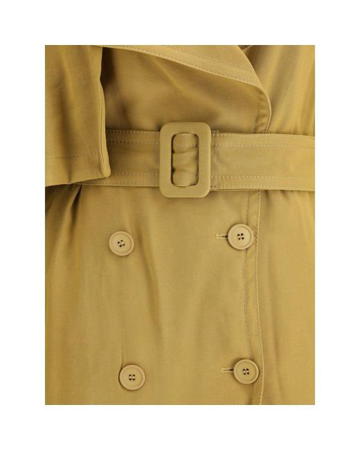 ANDAMANE Yellow Double-Breasted Short Trench Coat