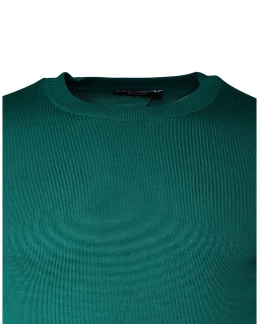 Dolce & Gabbana Green Wool Knit Crew Neck Pullover Sweater for men