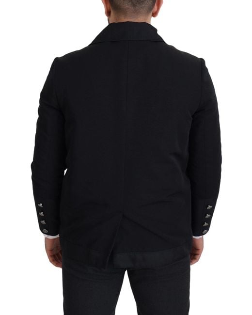 Dolce & Gabbana Black Wool Collared Full Zip Jacket for men