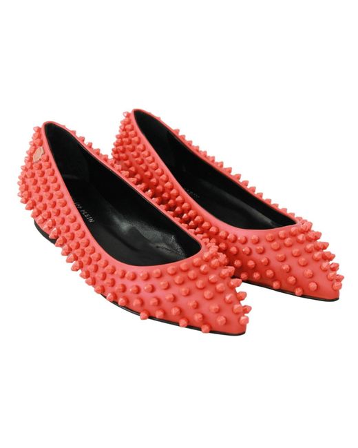 Philipp Plein Red Vibrant Pointed Leather Flats
