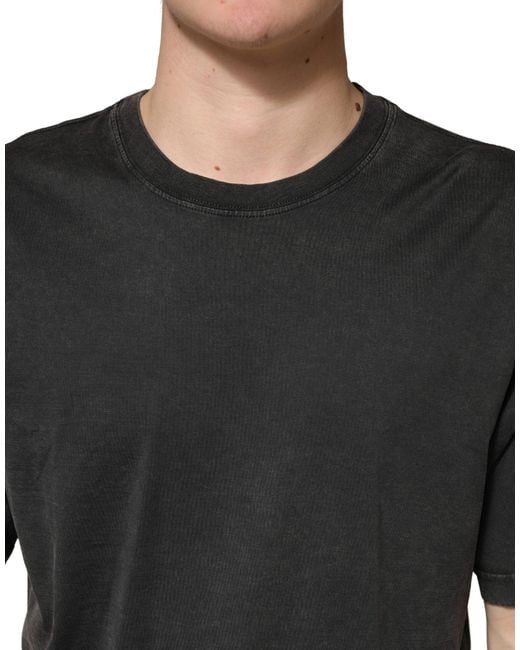 Dolce & Gabbana Black Cotton Crewneck Short Sleeve T-Shirt for men