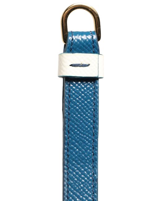 Dolce & Gabbana Blue Calf Leather Logo Flip Holder Strap Airpods Case