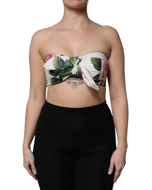 Dolce & Gabbana Black White Floral Print Cropped Bustier Corset Top for men