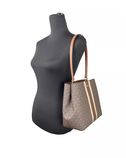 Michael Kors Black Medium Pratt Bucket Shoulder Bag Purse Brown