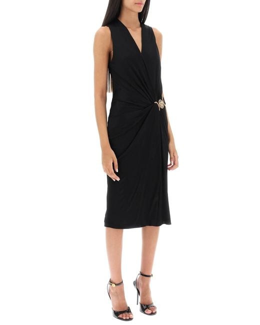 Versace Black Short Jersey Draped Dress