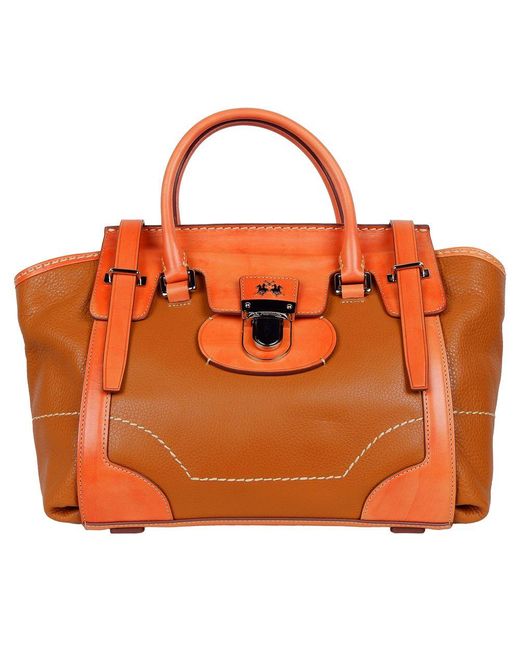 La Martina Orange Leather Handbag