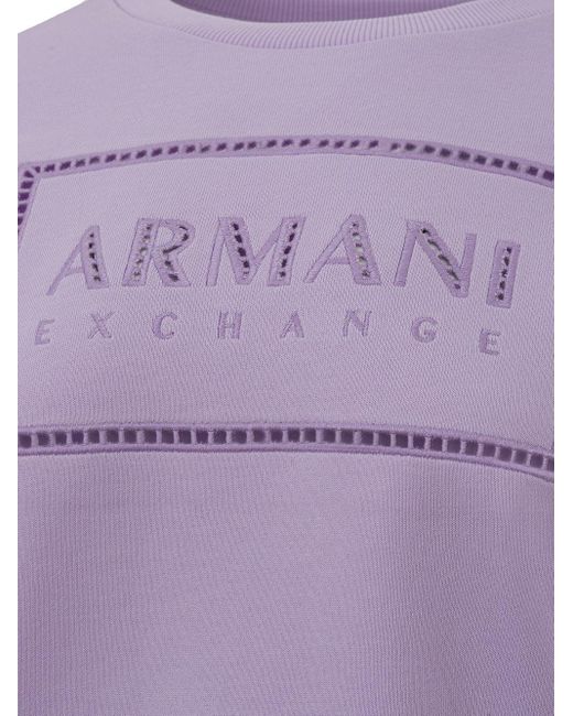 Armani Exchange Purple Glicine Sweatshirt With Perforated Logo