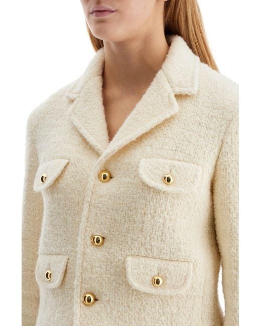 Celine Wool And Mohair Tweed Jacket in Natural | Lyst