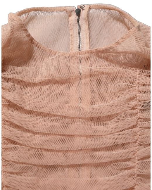 Dolce & Gabbana Natural Beige Cotton Mesh Ruched Sheath Midi Dress