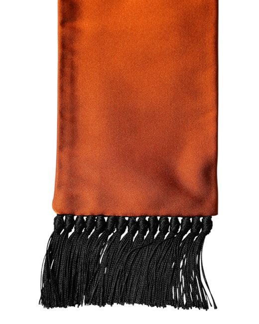 Dolce & Gabbana Orange Silk Fringes Neck Wrap Foulard Scarf for men