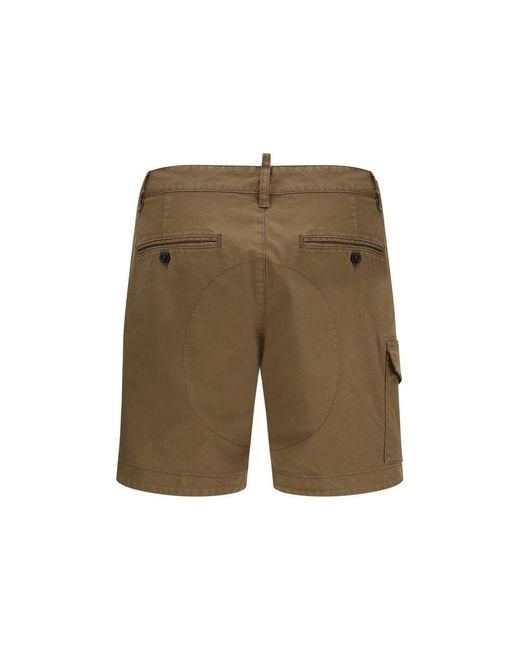 DSquared² Green Brown Cotton Bermuda Shorts for men