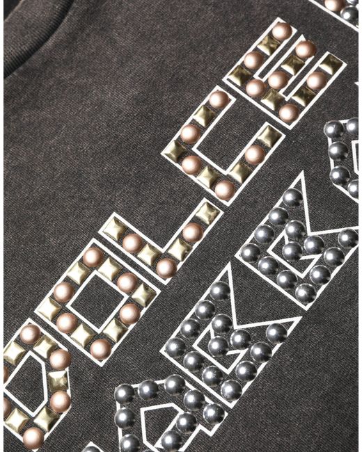 Dolce & Gabbana Black Gray Logo Embellished Men Crew Neck T for men