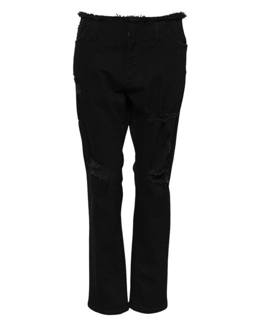 Dolce & Gabbana Black Cotton Mid Waist Flared Denim Jeans for men