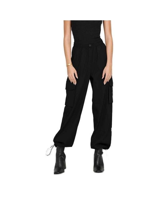 ONLY Black Cotton Cargo Pants