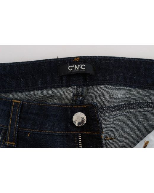 CoSTUME NATIONAL Cotton Slim Fit Bootcut Jeans Blue Sig30198