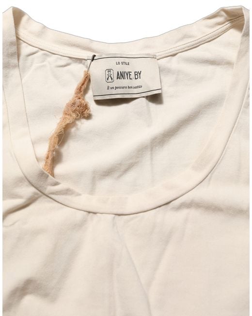 Aniye By Natural Beige Viscose Sleeveless Round Neck Tank Top