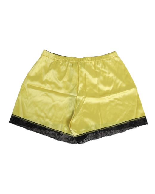 Dolce & Gabbana Yellow Satin Silk Mid Waist Underwear Shorts Co+05+Pa+Se