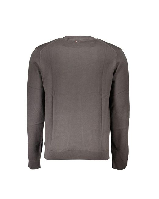 Napapijri Gray Classic Crew Neck Cotton Sweater for men