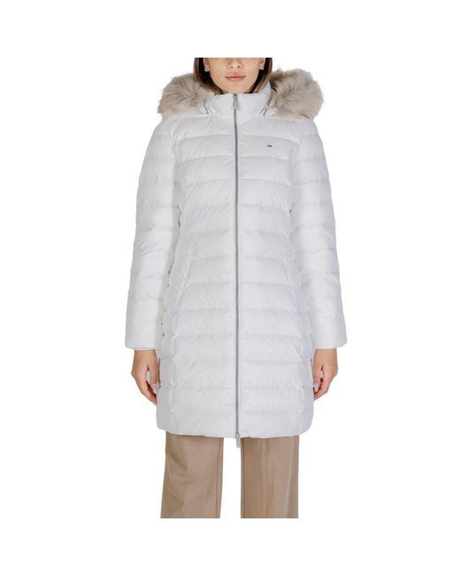 Tommy Hilfiger Gray White Recycled Polyester Jackets & Coat