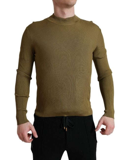 Dolce & Gabbana Green Viscose Crewneck Pullover Sweater for men