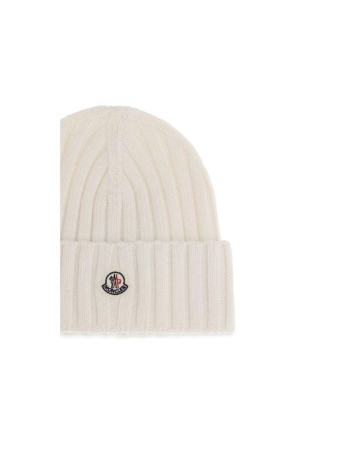 Moncler White Wool Oves Aries Beanie